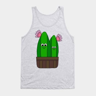 Cute Cactus Design #198: Cacti Cuties In A Basket Tank Top